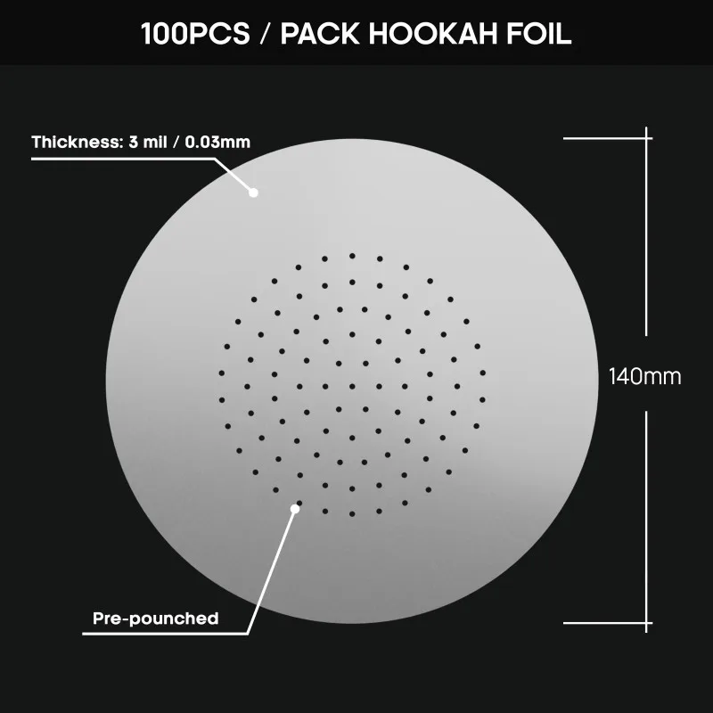  100 Pack Hookah Foil with Holes - Aluminum Hookah Foil