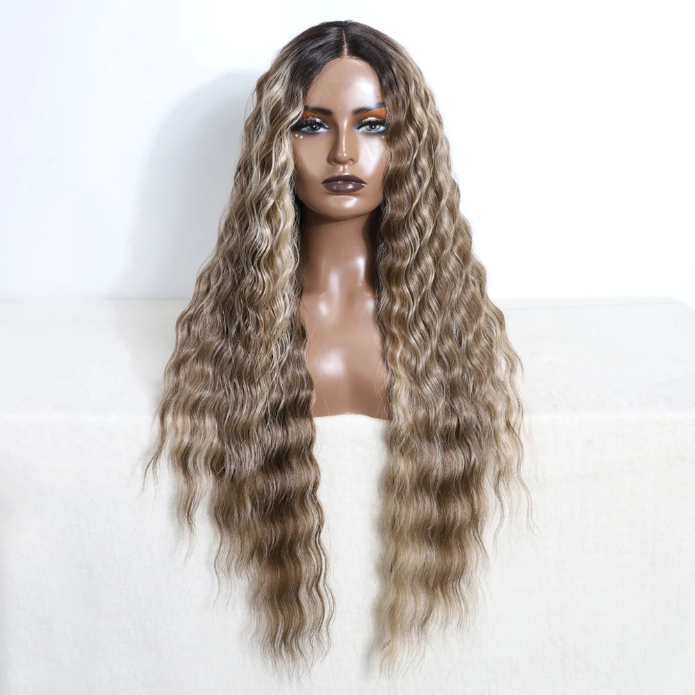 Synthetic Lace Front Wig Baby Hair Wig Long Wavy 30" Hair Lace For Women Front Ombre Blonde Brown Cosplay lace front wig synthetic hair wigs