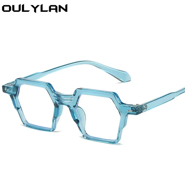  - Oulylan Square Anti Blue Light Glasses Frame Women Men Vintage Prescription Myopia Eeyg;asses Frames Decorative Fake Eyewear