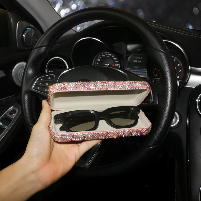 

Sunglasses Case Bling Crystal Girly Eyewear Accessories Ladies Portable Storage Glasses Case Women Eye Glass Cover Organizer