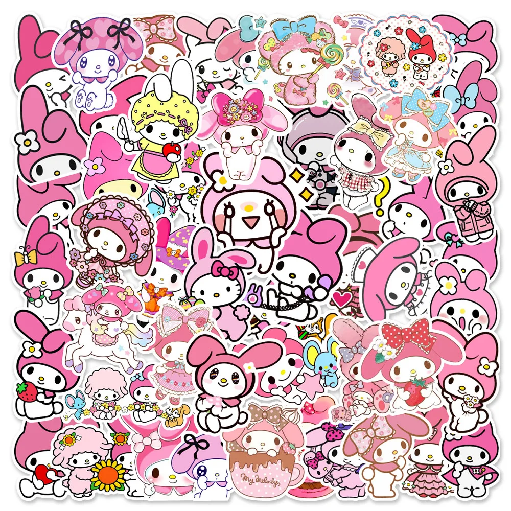 

10/30/50pcs Cute My Melody Cartoon Stickers Kawaii Girls Graffiti Guitar Suitcase Diary Phone Stickers Decal Children Toy Gift