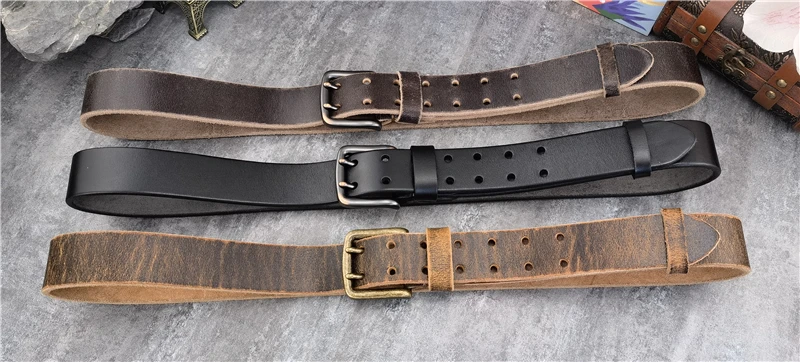 38MM Doppel Pin Metall Gürtel Schnalle Echtes Leder Gürtel Männer Jeans Leder Gürtel Für Männer Ceinture Western Cowboy Männer gürtel MBT0038 – Detail 30
