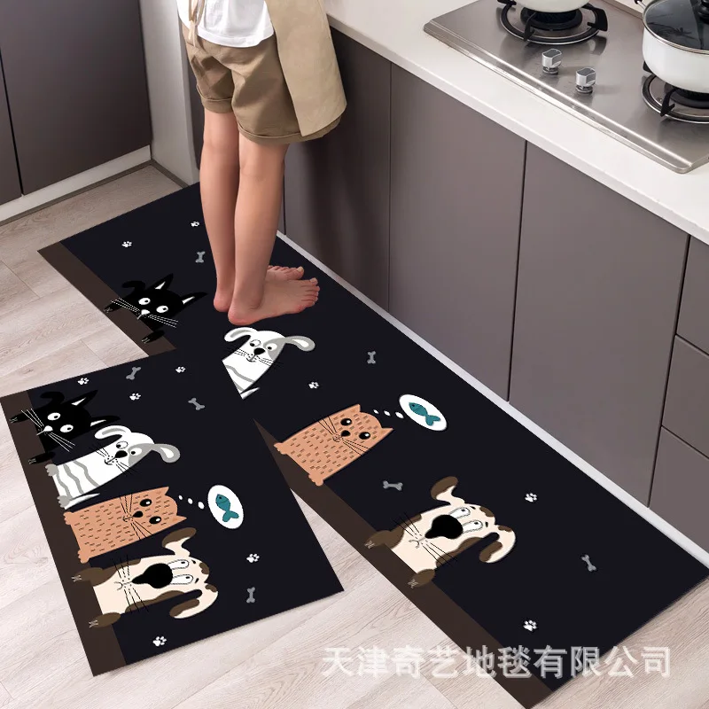 thumbnail image 1 of Alfombra de cocina antideslizante moderna para el hogar, alfombra suave de dibujos animados simple a la moda, alfombra de baño de tira larga, felpudo de entrada lavable y duradero, 1 of 5