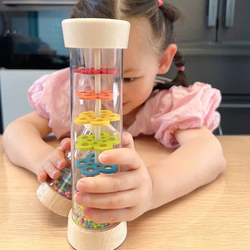 Wooden Rainmaker Montessori Toys for Baby 6-12 Months, Baby Rattle Sensory Development Toys, Infant Musical Toys For Baby 4