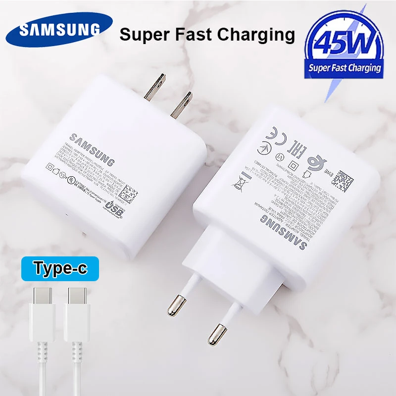 Original Samsung S20 S22 Ultra 45W Surper Fast Charger PD Quick Charge Adapter TypeC For Galaxy S20Plus Note 10+ A90 A80 Tab S7+ usb triple socket
