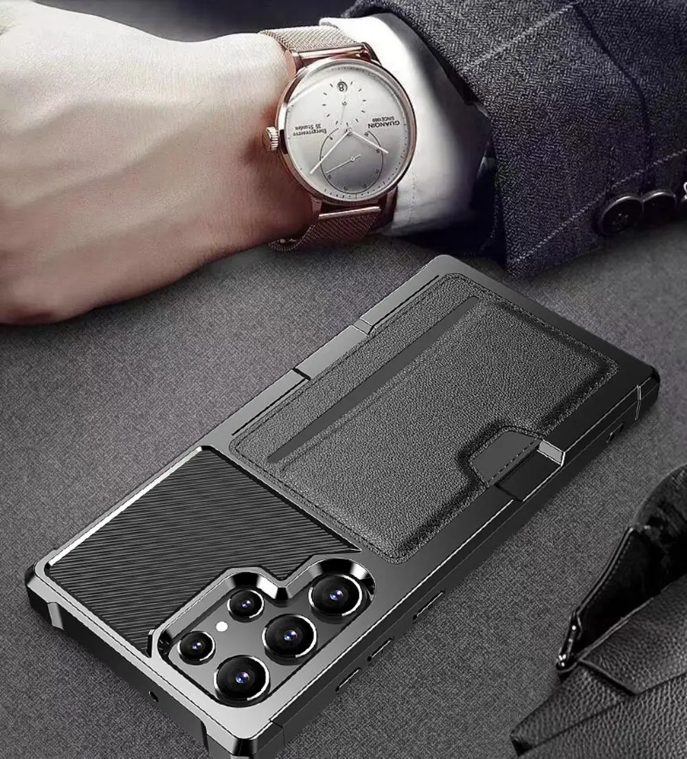 Leather Wallet Phone Case For Samsung Galaxy With Magnetic Mount_voghion.com