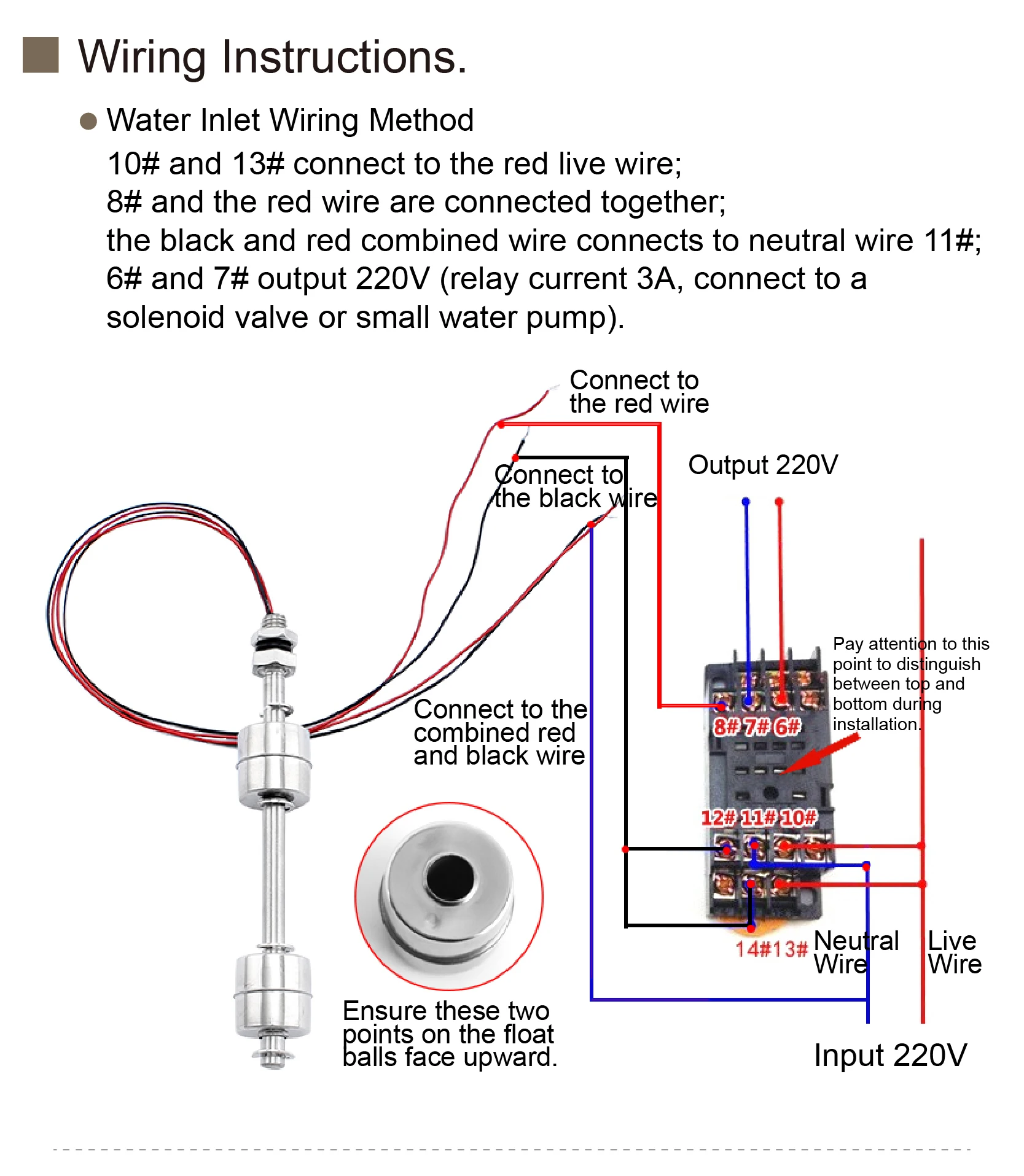 304 SS Double Ball Float Level Switch Liquid Level Controller High Low Water Lev