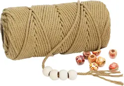 Vibrant Macrame Hand-Knitting Cotton Cord - 100m of 3mm Natural Rope for Colorful Weaving and Wall Hangings (Khaki)