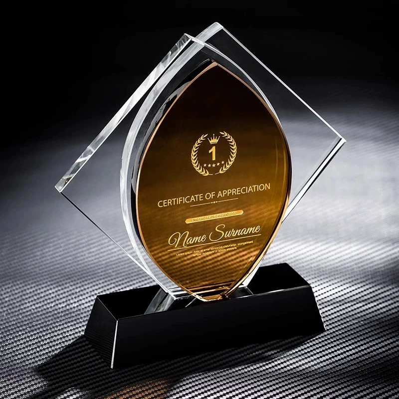 Customized Color Printing Crystal Trophy Creativity Send Friends Award School Graduation Company Annual Meeting Competition, 1Pc