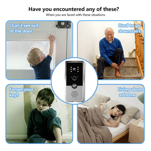 720P Video Doorbell 7‘’ Color Screen Home IntercomHigh-Definition Intelligent Night Vision Electronic Access Control System 4
