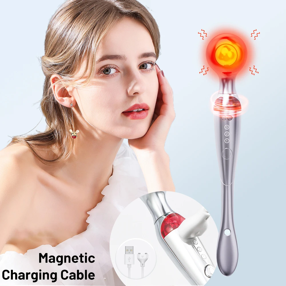 Electric Eye Massager Thermal Vibrating Face Beauty Device Anti Aging Face Lift Anti Wrinkle Red