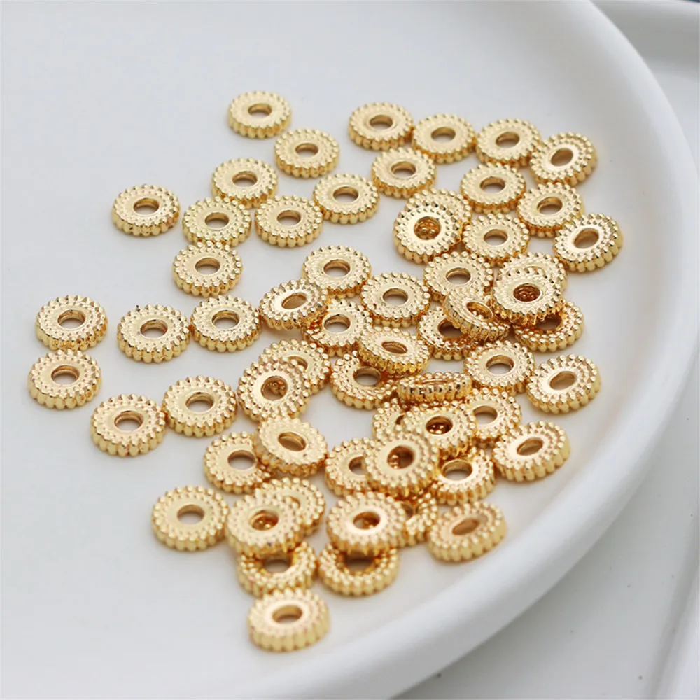 

6mm/8mm Fried Dough Twists Trimming Tire Grain 14K Gold Plated Spacer Beads DIY Jewelry Making Components Bracelets Accessories