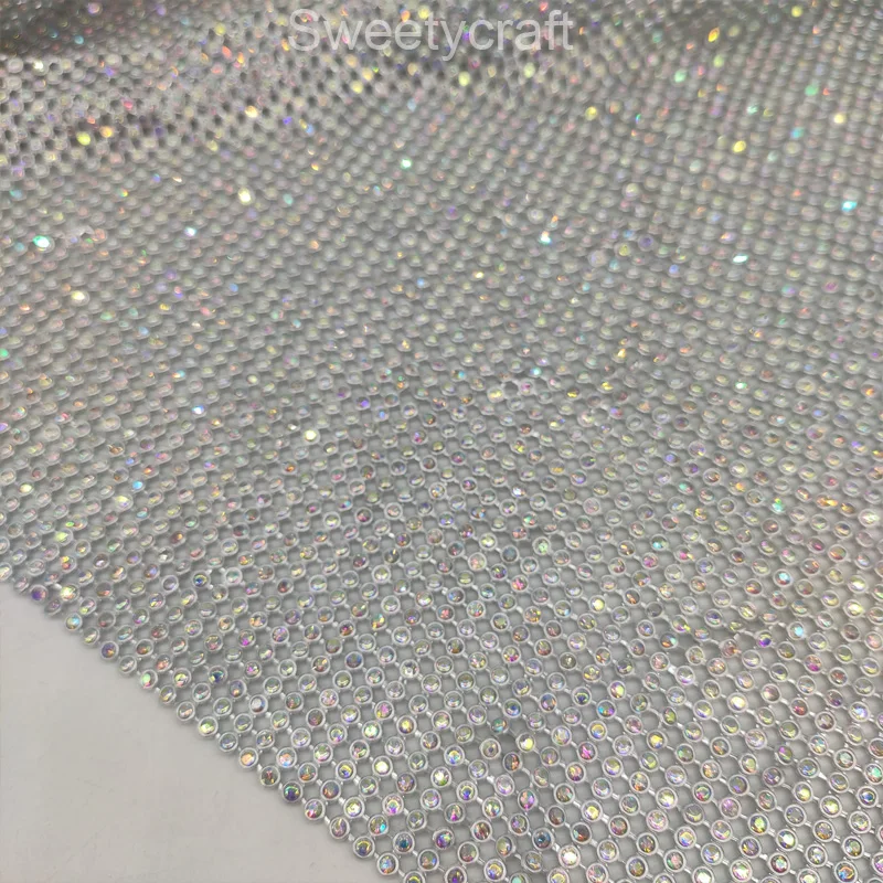 45*120cm AB Rhinestone metal mesh fabric Loose Rhinestones Crystal ...