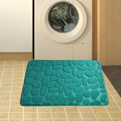 Cobblestone Embossed Non - Slip Bath Mat - Water - Absorbent Washable Rug for Shower & Bathroom Decor (Lake Blue)