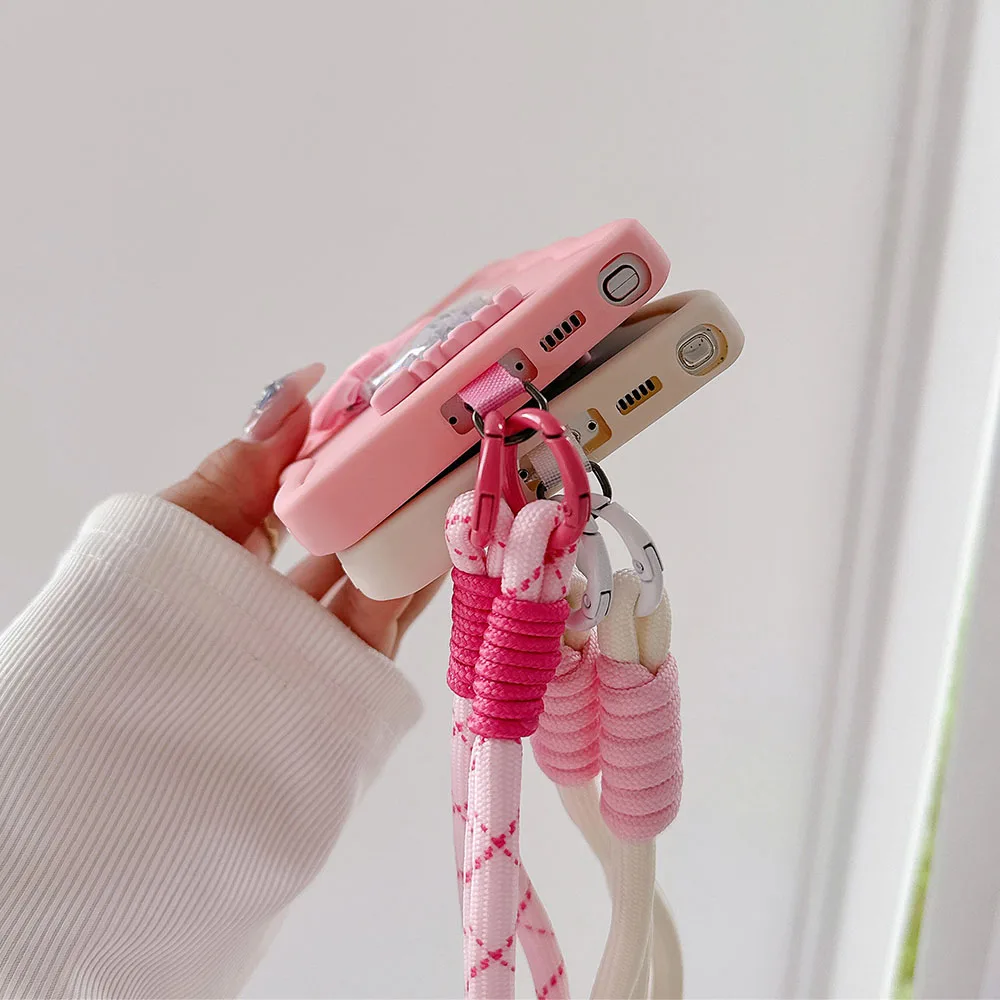 Moto G54 G04 Quicksand Heart Lanyard Rope Case For Motorola Moto G04 G14 G24 G34 G84 5G G82 G52 G22 G32 G53 G23 G13 G04S Cover_voghion.com