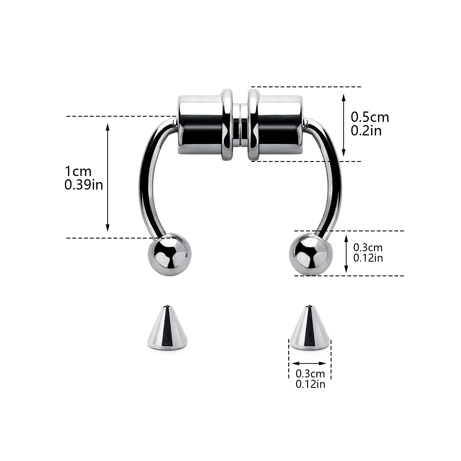 Stainless Steel Fake Piercing Magnetic False Nose Ring Nose Clip Non-Piercing Pointed Cone Band Magnetic Punk Body Jewelry