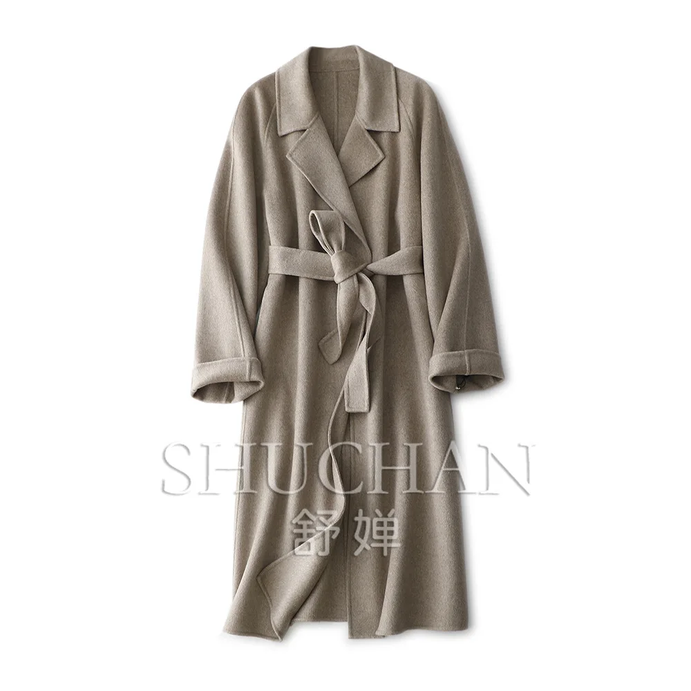 

100% Cashmere Long Coat Women 2023 New Winter Warrm Abrigo Mujer Casacos De Inverno Feminino Luxury Adjustable Waist