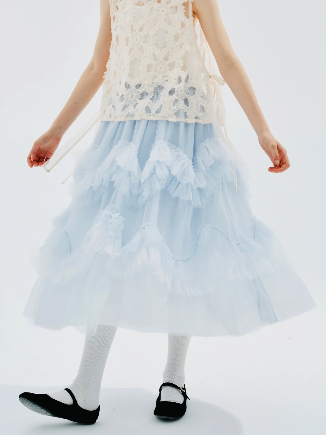 imakokoni original 2023 summer new color sweet tulle skirt A-line skirt design sense 234162