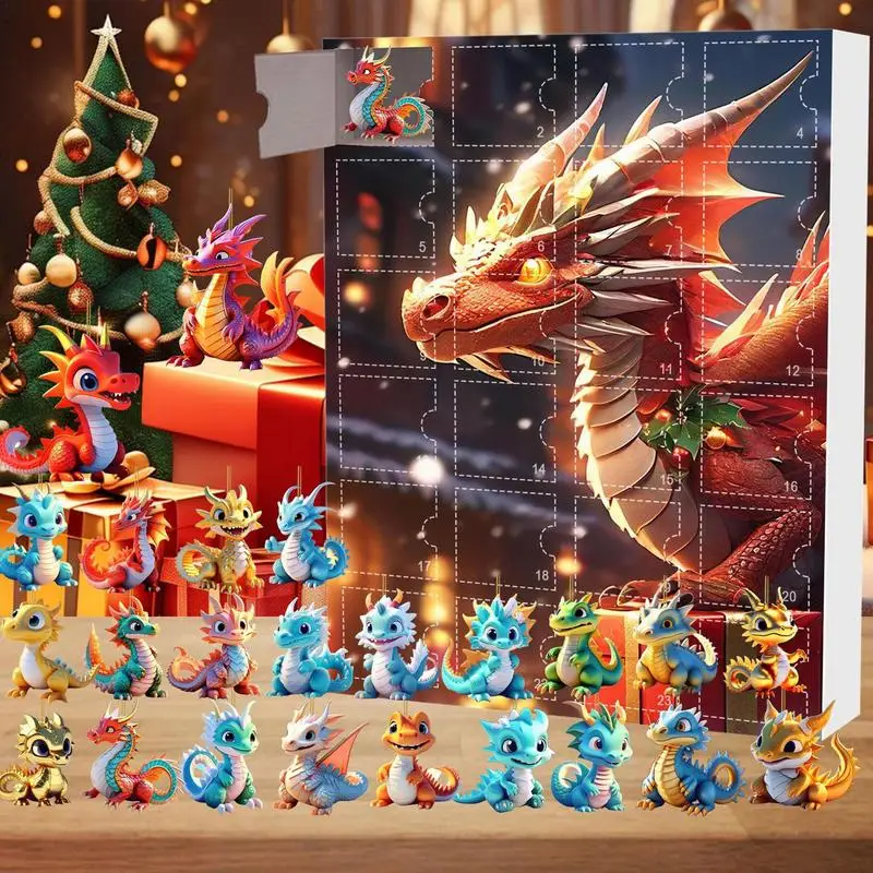 Dragon Christmas Advent Calendar Acrylic Dinosaur Pendant Toy 24 Days Of Vacation Advent Calendar For Car Christmas Tree Decor christmas countdown calendar,christmas advent calendar