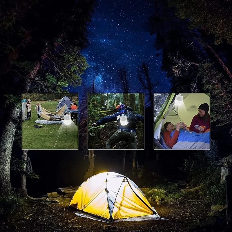 Portable Camping Light USB Rechargeable Bulb LED Outdoor Emergency Light Camping Fishing BBQ Hanging Night Light Adjustable in Multiple Gears