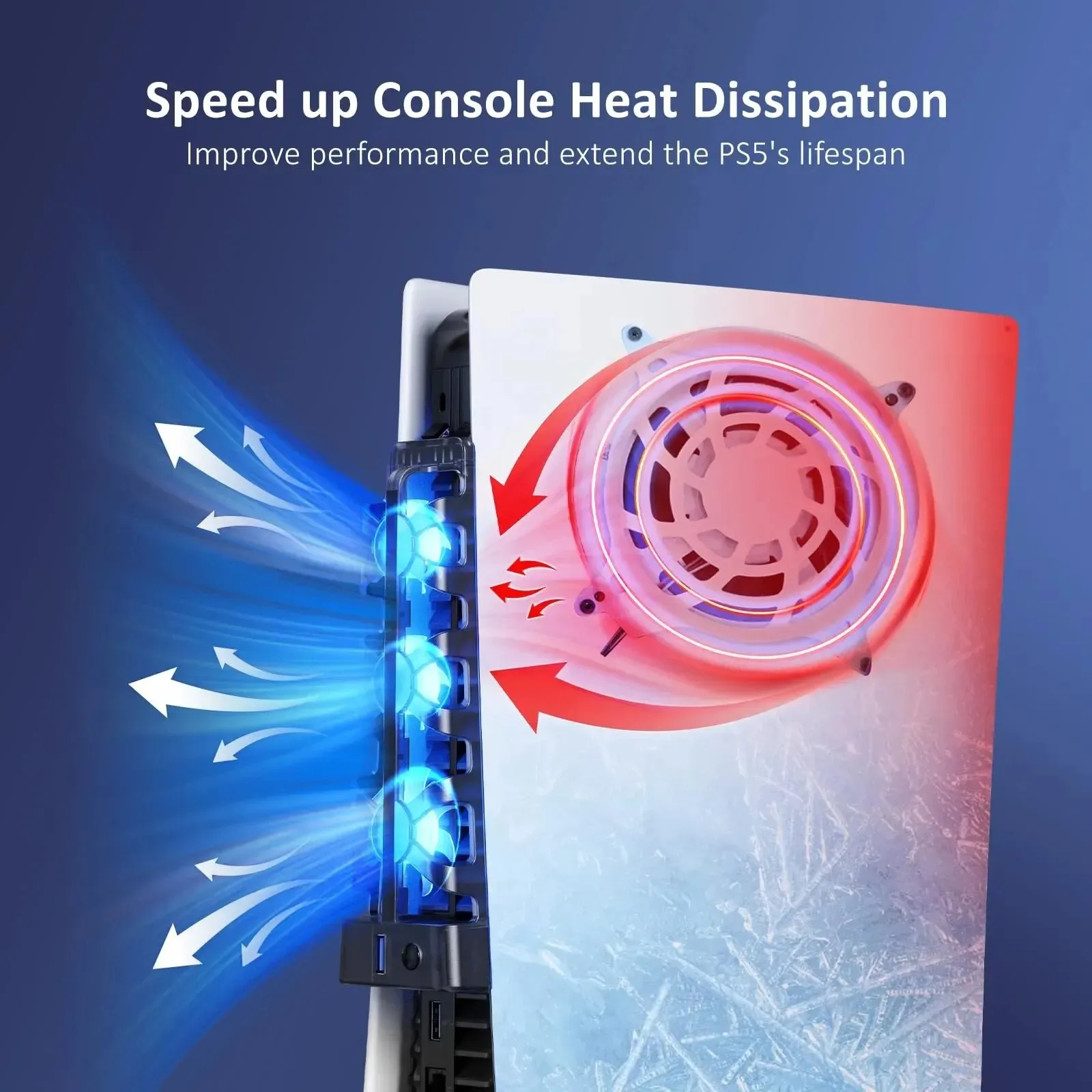 Cooling Fan with LED Light For PS5 Both Disc/Digital Editions Gaming Accessorie Cooling Syst