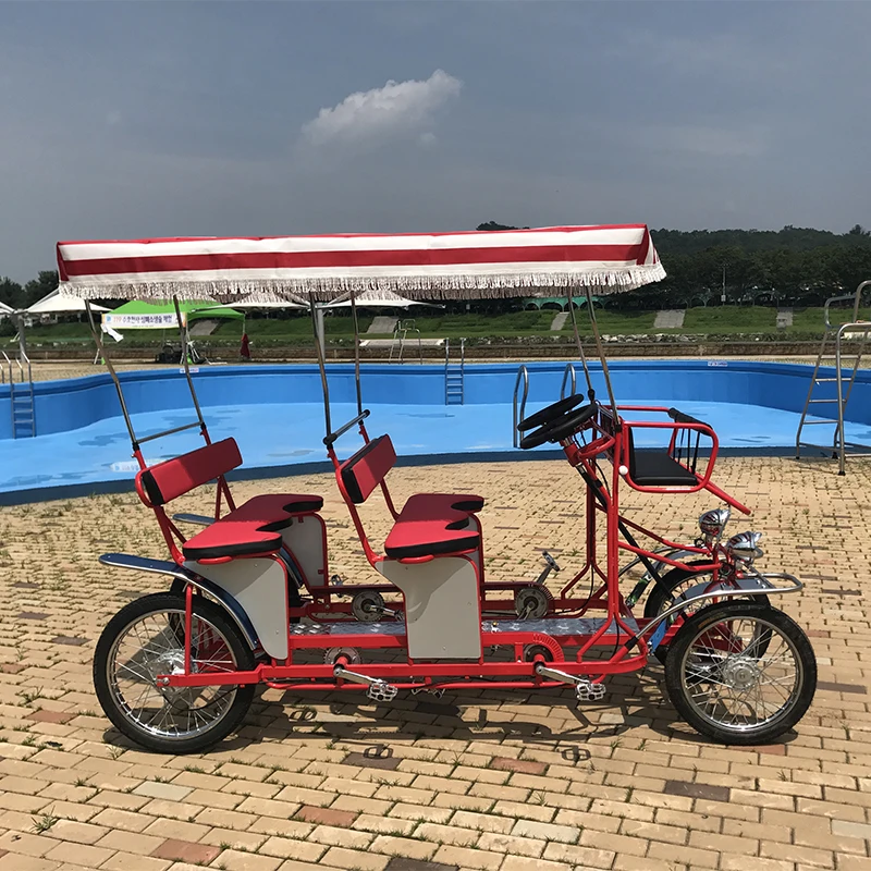 Factory Hot-selling Family Tandem Bicycle Tour Used quadricycle 4 wheel adult 4 Person Surrey Bike