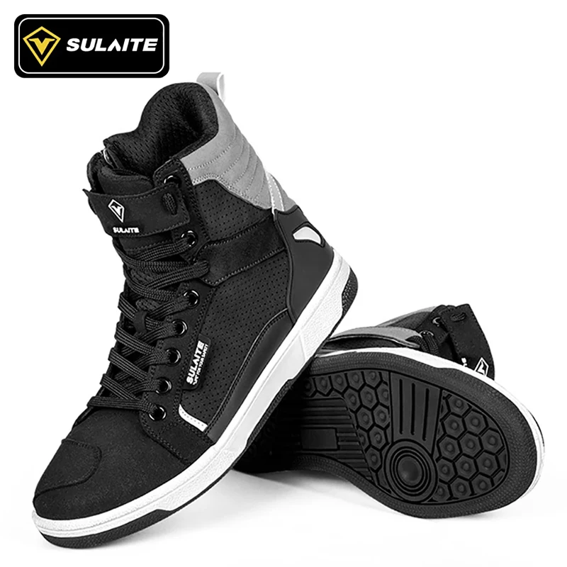 SULAITE Wear Resistant Motocross Cycling Protective Shoes The Four Seasons Breathable Motorcycle Boots Moto Equip Reflective