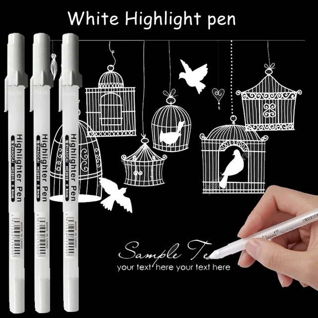 5pcs White Gel Pen 0.8mm High Light Marke Pen Black Cardboard Art Painting  Pen White Line Pens - AliExpress