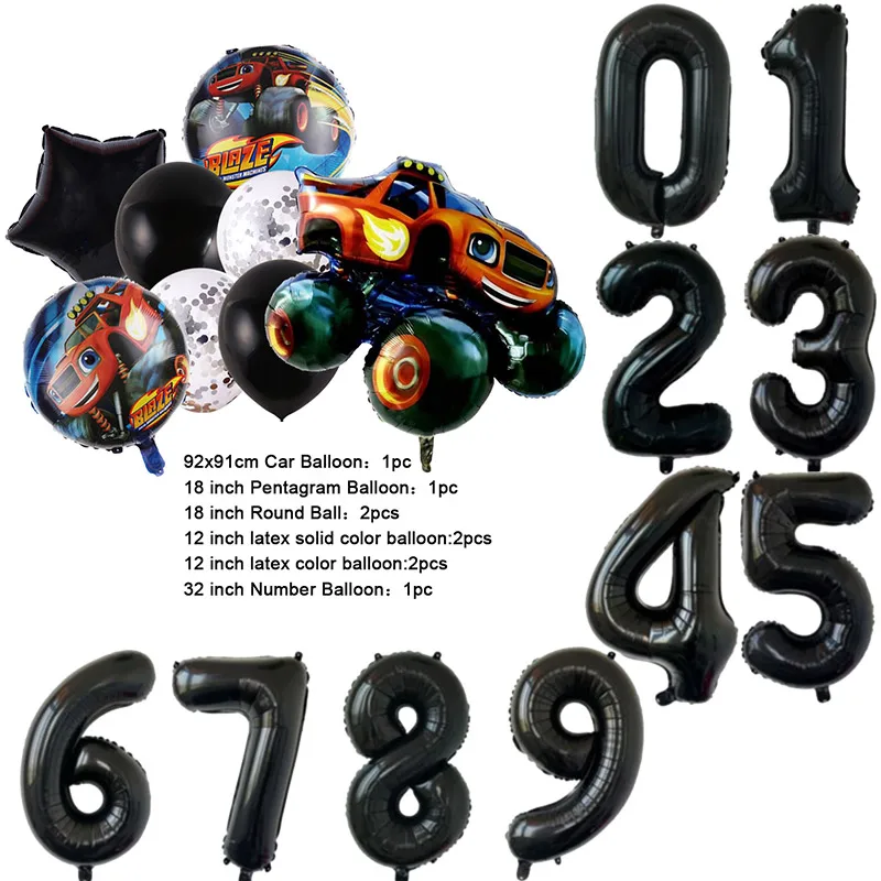 Neue Cartoon Monster Riesenrad LKW Thema Geburtstags feier Dekoration Latex Aluminium Digital Ballon Baby Dusche Junge Geschenk – Detail 8
