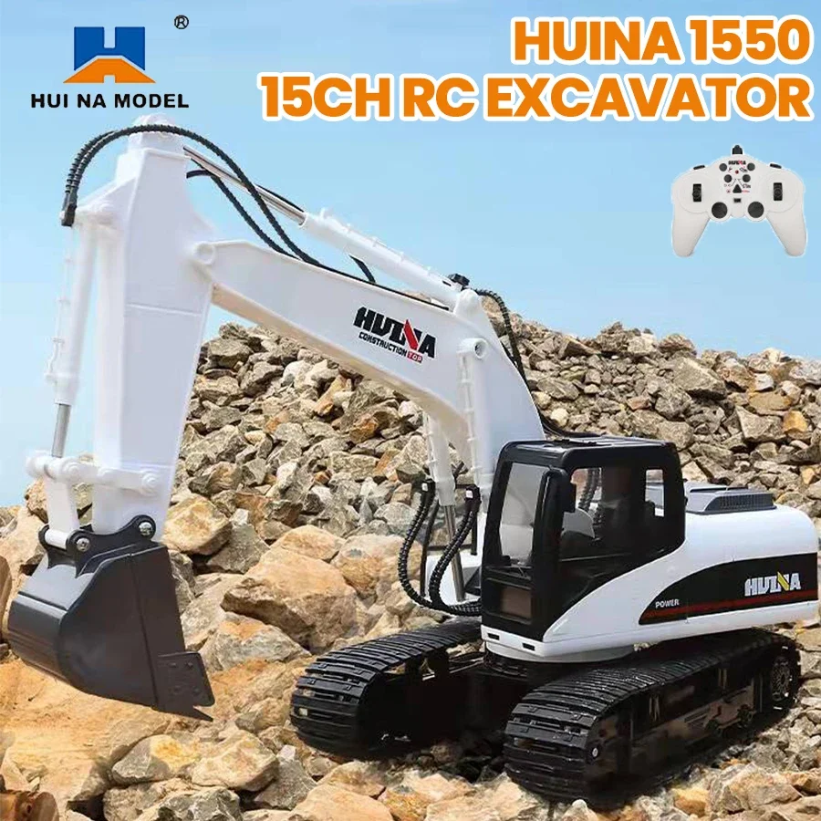 Huina 550 535 Rc Excavator 1/14 15Ch Remote Control Cars Trucks Alloy Construction Engineering Vehicle Electric Toys for Boys