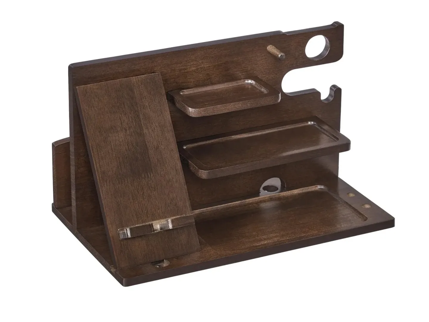 Wooden Walnut-colored Storage Shelf Bedside Stand for Watches Rings Glasses Headphones Miscellaneous Items in the Bedroom