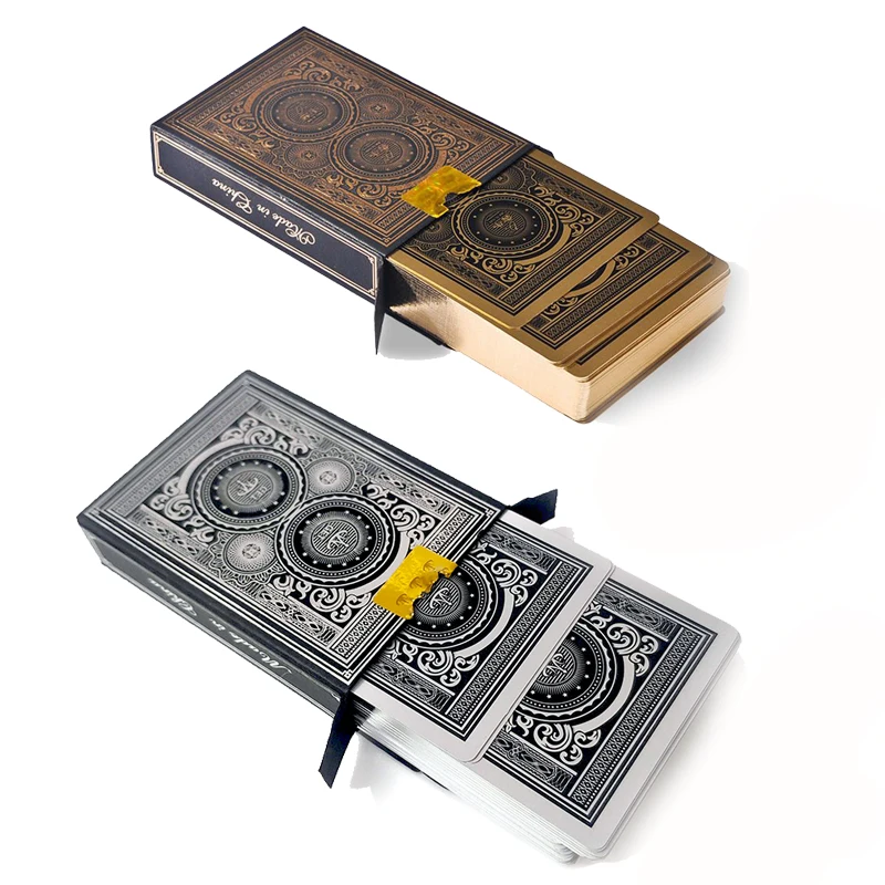 

2 Pcs/Lot Gold Silver PVC Thicker Full Plastic Playing Cards Waterproof Durable Poker Cards Game Deck Poker Set Magic Cards