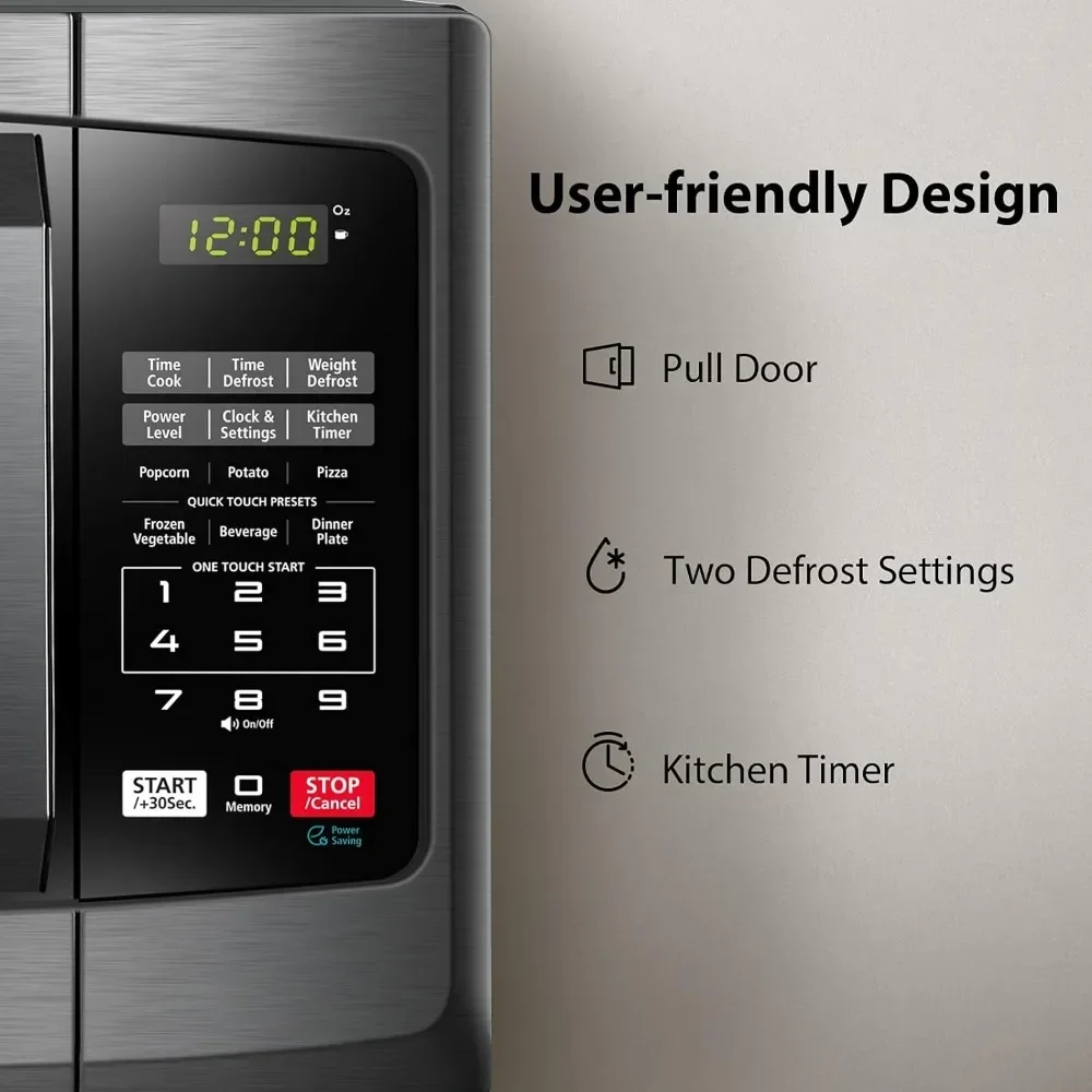 Microwave Oven 0.9 Cu Ft with 10.6 Inch Removable Turntable 6 Auto Menus Mute Function Child Lock