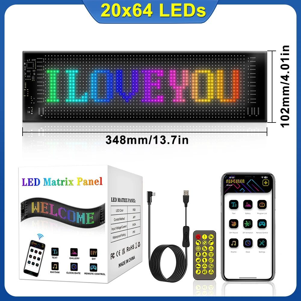 20x64 LEDs 10x35 CM
