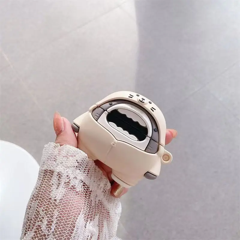 Creative Cute Seal Hoodie Shark Earphones Suitable for Apple Airpods 1/2 3 4 Pro Pro2 Silicone Protective Case