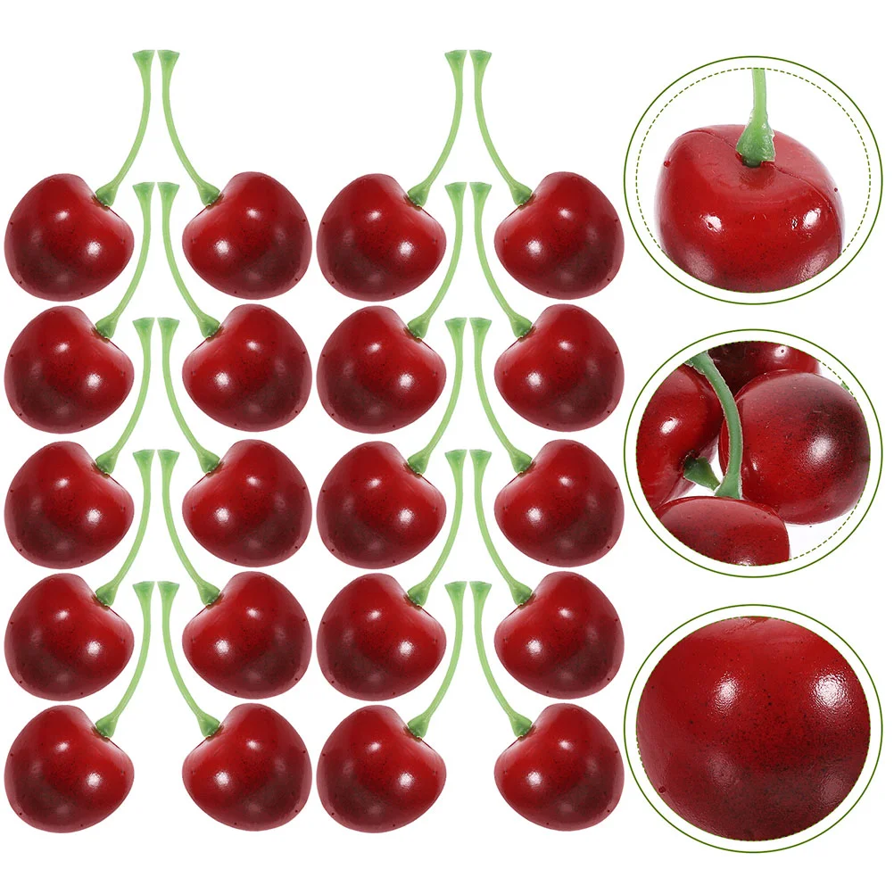 

40 Pcs Simulation Fruit Model Artificial Fruits Cherries Cupboard Scene Adornment Plastic Photo Prop Cherry Simulated Models