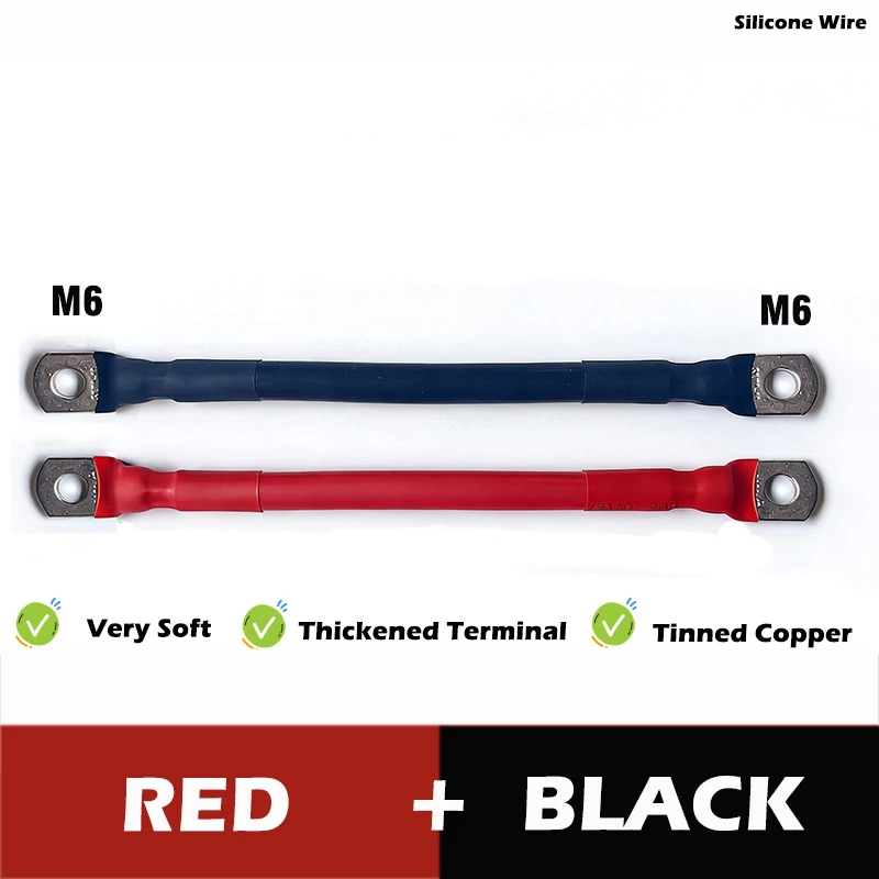 Heavy-Duty Battery Inverter Cable Set with Silicone Wiring for Automotive and Solar Applications