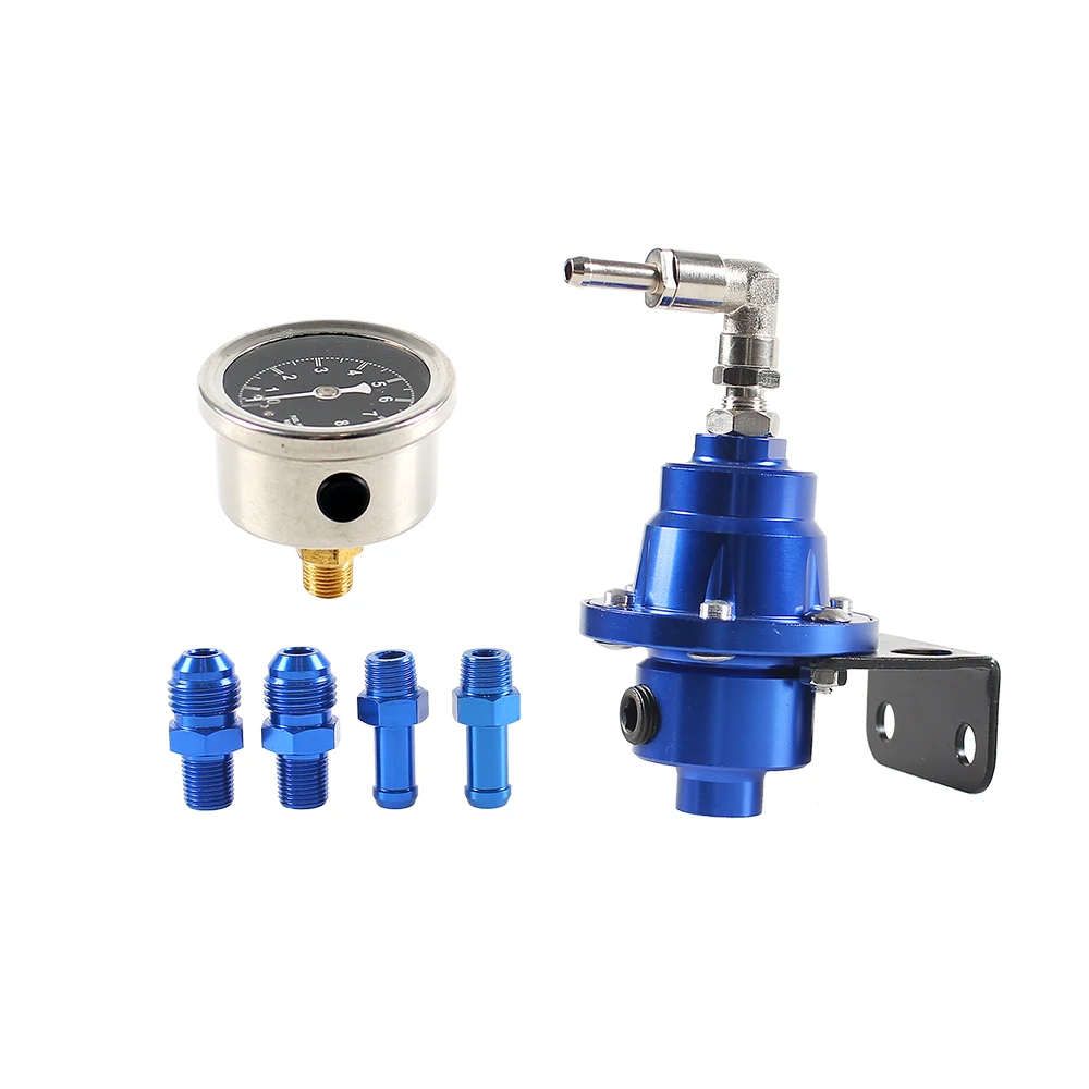 Einstellbarer Kraftstoffdruckregler mit Manometer-Kit, Aluminium, Fahrzeug, Nachrüstung des Kraftstoff-Kompressor-Regelventils – Detail 5