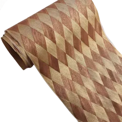 Natural Wood Braided Veneer Parquet with Fleece for Furniture Home Hotel Decor Block Rhombus Diamond0.2-0.3mm