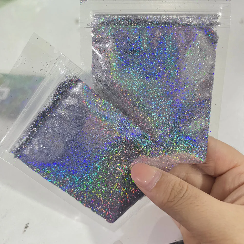 10g 홀로그램 레이저 이리데슨스 네일 글리터 파우더 0.2mm 초미세 레인보우 미러 크롬 피그먼트 더스트 UV 젤 폴리쉬용