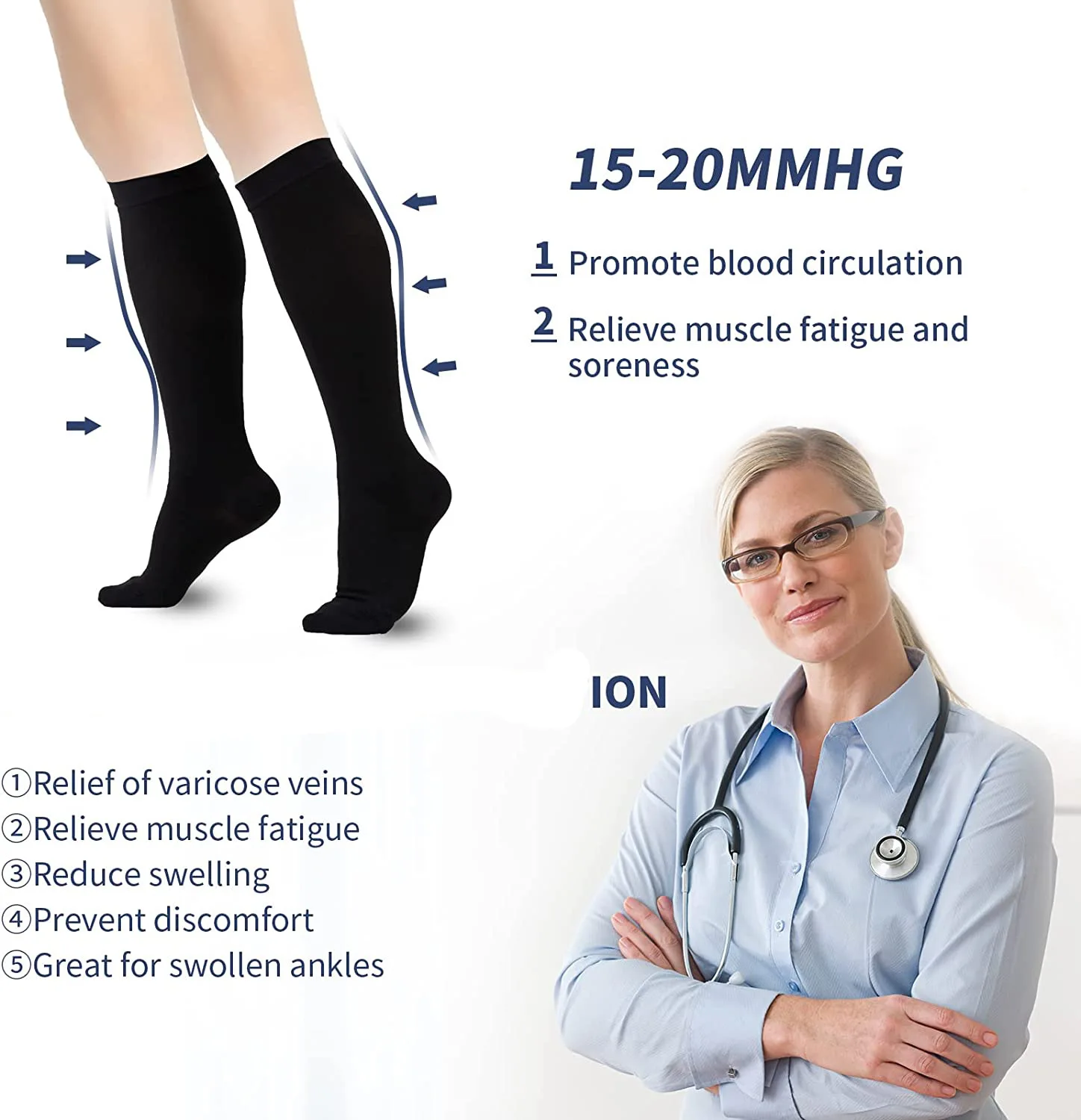 4XL Enlarged Compression Socks Solid Color Men's Diabetes Varicose Vein Sports Socks Women's Bicycle Running