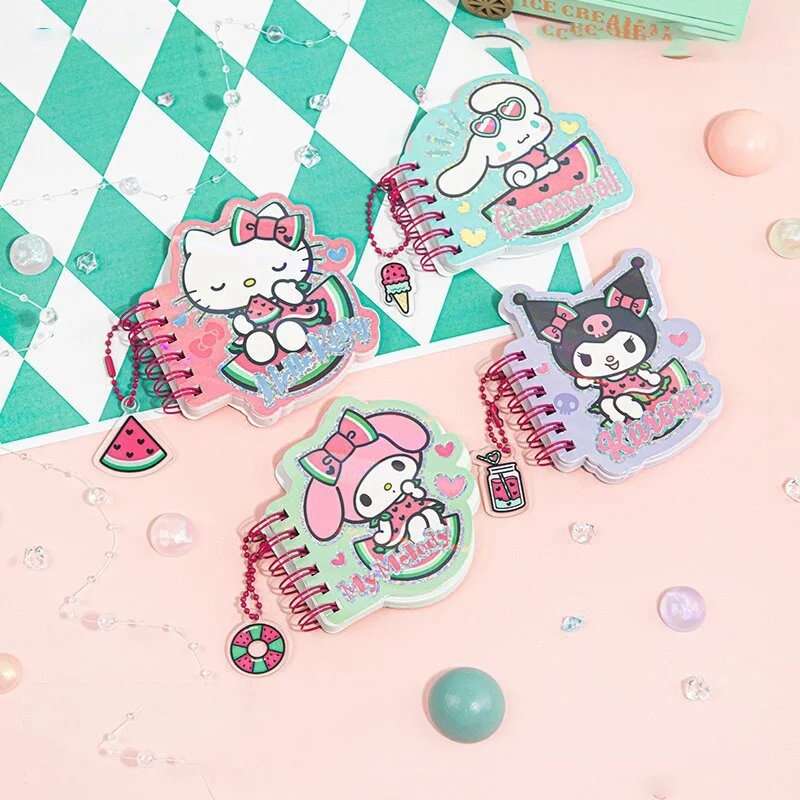 12pcs/lot Sanrio Kuromi Melody Cinnamoroll Coil Memo Pad Cute Portable Note Book Diary Planner Stationery Gift School Supply