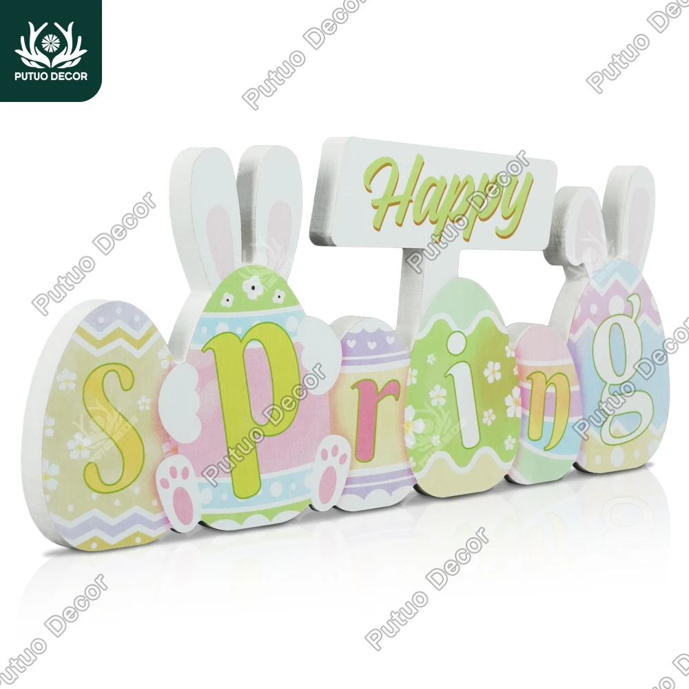 

Putuo Decor 1pc Wooden Sign Table Decor, Happy Spring, Desktop Decoration for Home Farmhouse Cafe Florist's Shop, Gifts
