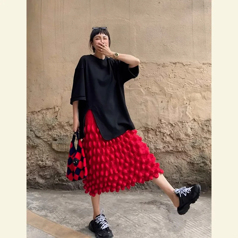 

Small and high-end A-line skirt 2023 Spring/Summer unique design sense, niche red pleated skirt, summer
