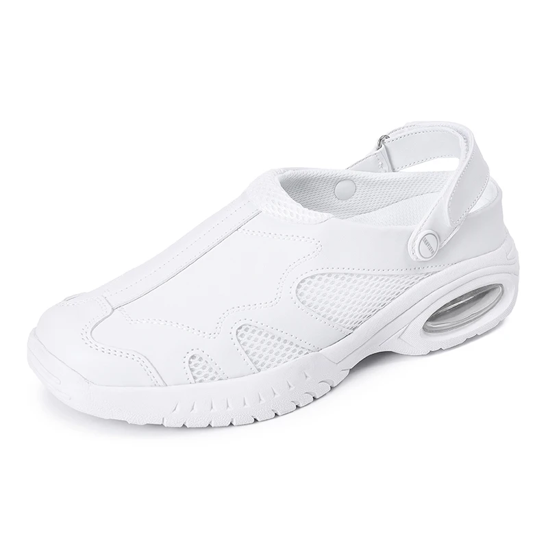 Pure White Nurse Shoes Men Women Unisex Slip On Sandals Slippers Half Shoes Hospital Working Air Cushion Plus big size 48 49
