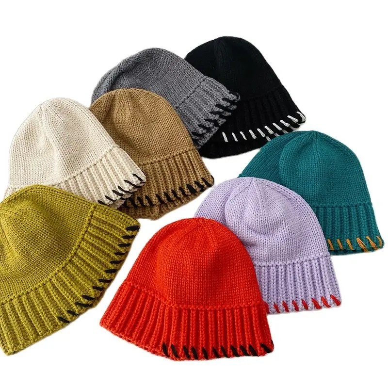 

New handmade Crochet hats Winter women men solid warm patchwork sports knitted hat Warm Beanie caps