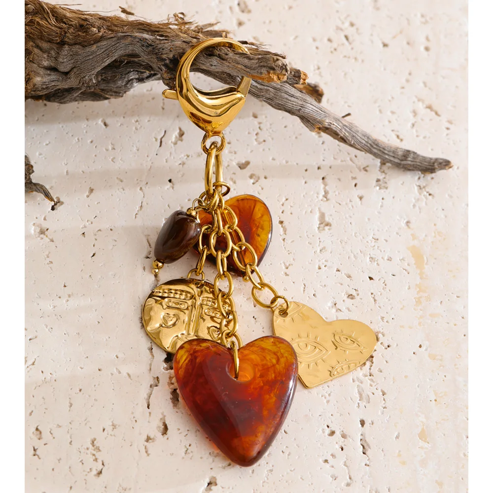 Yhpup Accessories Keychain 18K Golden Plated Stainless Steel Keyring