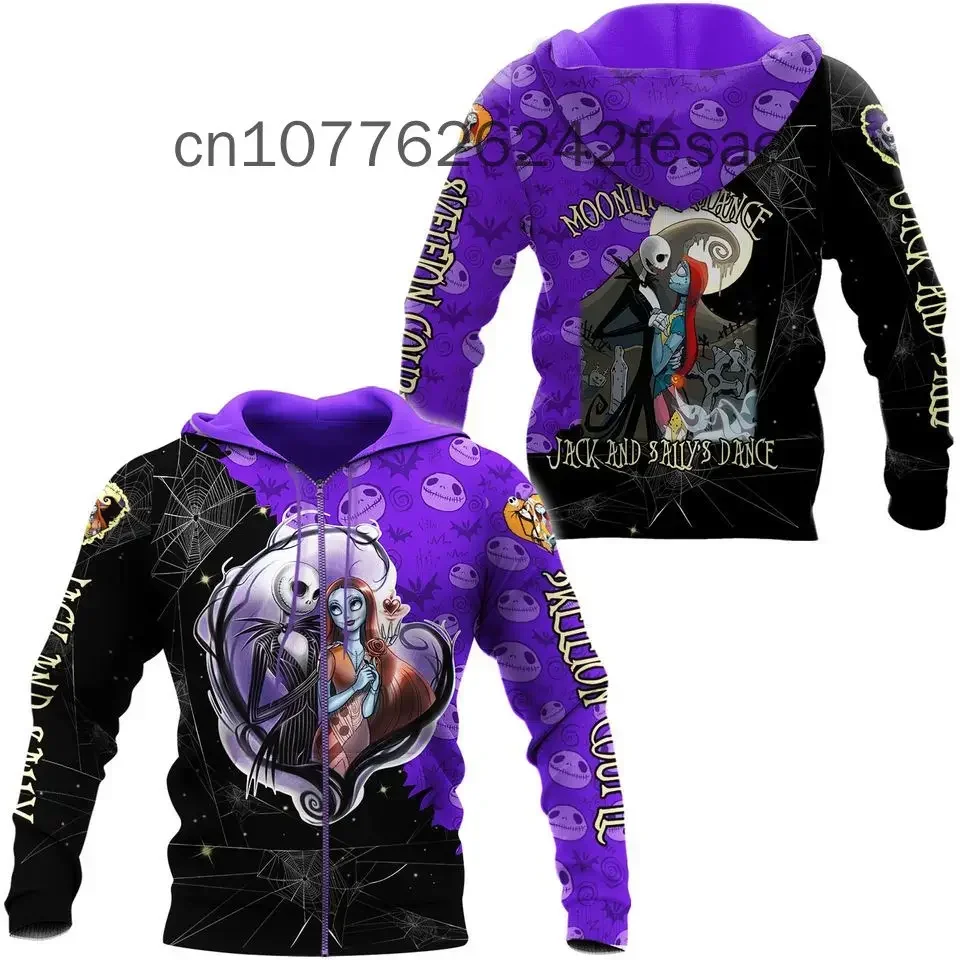 New Disney Jack And Sally Hoodie Nightmare Before Christmas Men and Women Zip Hoodie 3