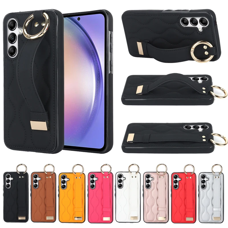 

Anti Fall Ring Wrist Strap Leather Case For Samsung Galaxy S23 S23 Plus S23 Ultra S22 Plus S22 Ultra Note 20 Ultra A54 A53 A14