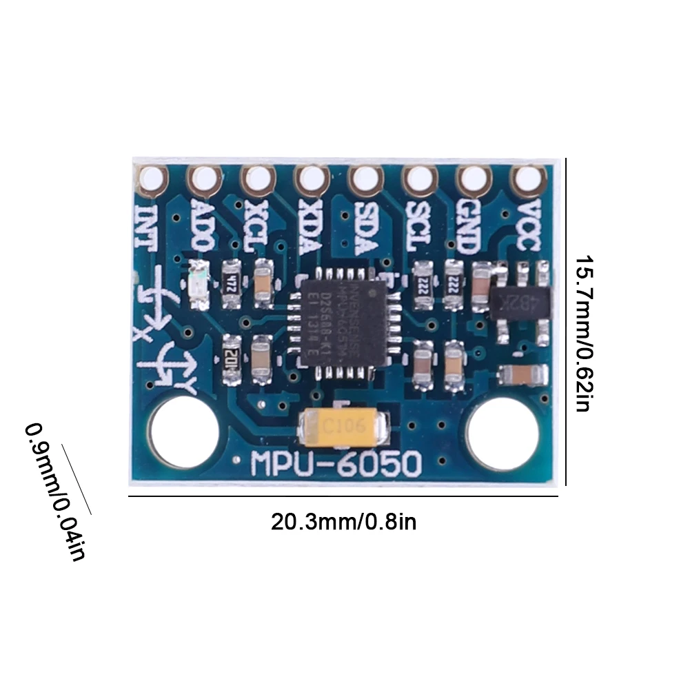 MPU-6050 모듈 가속도계 자이로 센서 GY-521, 3 축 가속 자이로스코프, 6DOF 모듈, 3-5V IIC 통신 프로토콜